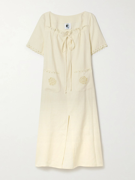  Sleeper Sleeper - Sofia Broderie Anglaise-trimmed Linen Midi Dress - White 