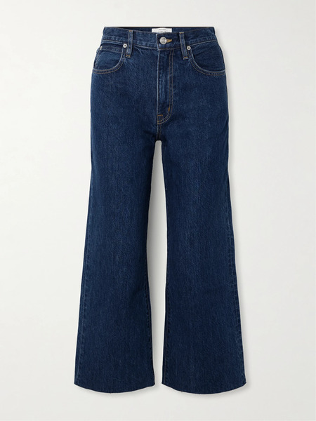 Slvrlake Slvrlake - Grace Cropped Frayed Mid-rise Wide-leg Jeans - Dark Denim 
