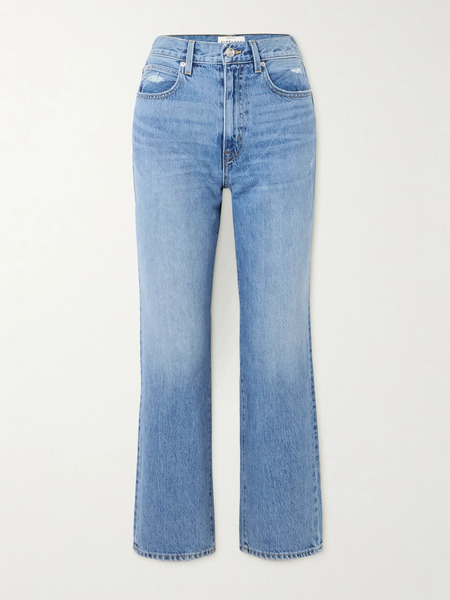 Slvrlake Slvrlake - London Cropped Distressed High-rise Straight-leg Jeans - Light Denim 