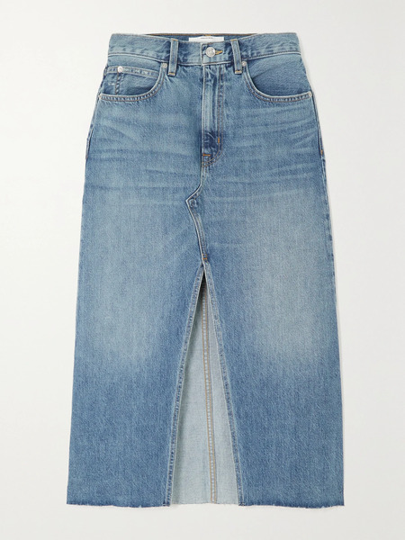  Slvrlake Slvrlake - + Net Sustain Organic Denim Midi Skirt - Mid Denim 