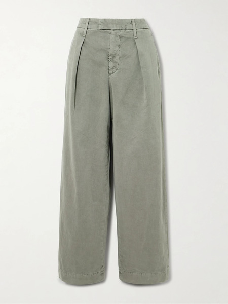  Slvrlake Slvrlake - Pleated Cotton Wide-leg Pants - Sage Green 