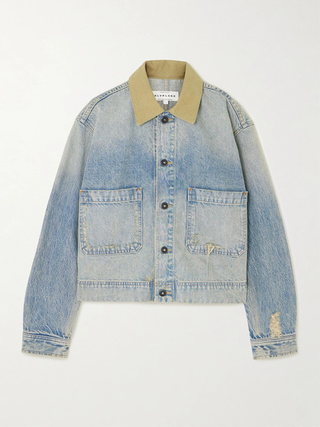  Slvrlake Slvrlake - Thompson Canvas-trimmed Distressed Denim Jacket - Light Denim 