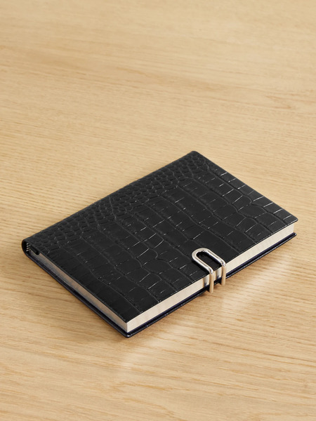  Smythson Smythson - Mara Croc-effect Leather Notebook - Navy 