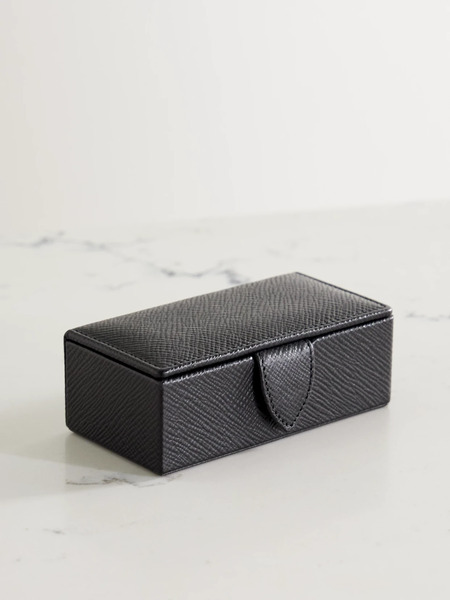  Smythson Smythson - Panama Mini Textured-leather Jewelry Box - Black 