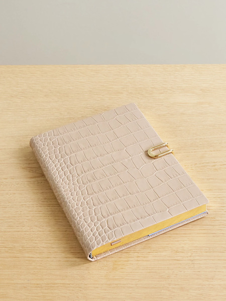  Smythson Smythson - Soho Croc-effect Leather Notebook - Beige 