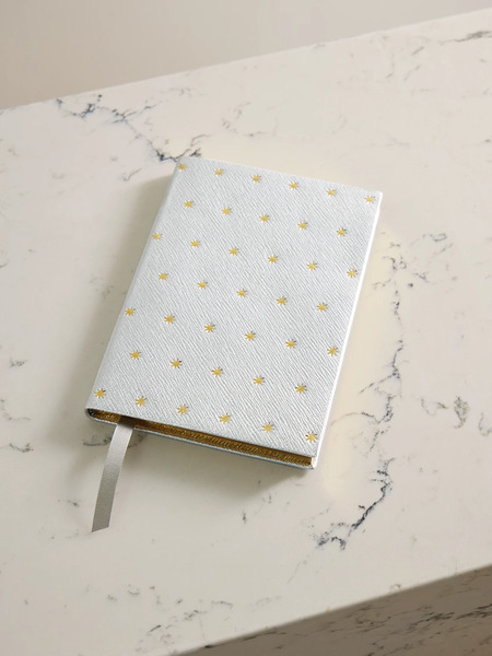  Smythson Smythson - Stars Soho Panama Debossed Metallic Textured-leather Notebook - Silver 