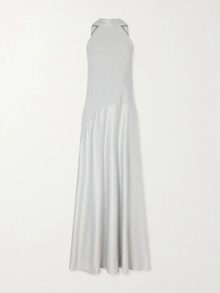  Solace London Solace London - Cece Cape-effect Crepe And Satin Gown - Silver 