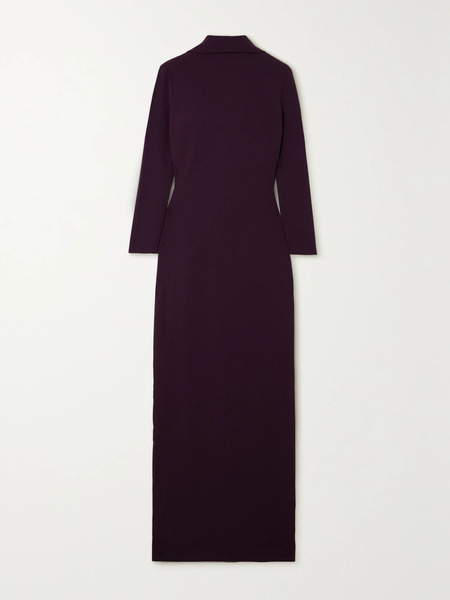  Solace London Solace London - Luisa Cape-effect Crepe Gown - Burgundy 