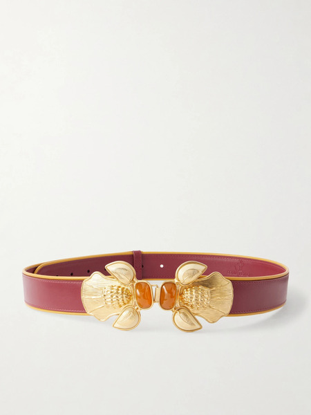  Sonia Petroff Sonia Petroff - Bee Gold-tone And Leather Belt - Burgundy 