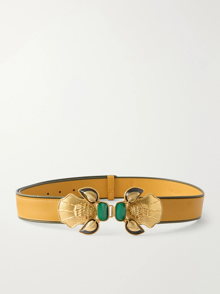  Sonia Petroff Sonia Petroff - Bee Gold-tone And Leather Belt - Yellow 