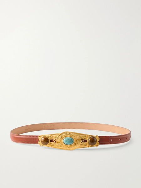  Sonia Petroff Sonia Petroff - Eterna Gold-tone, Leather And Resin Belt - Red 