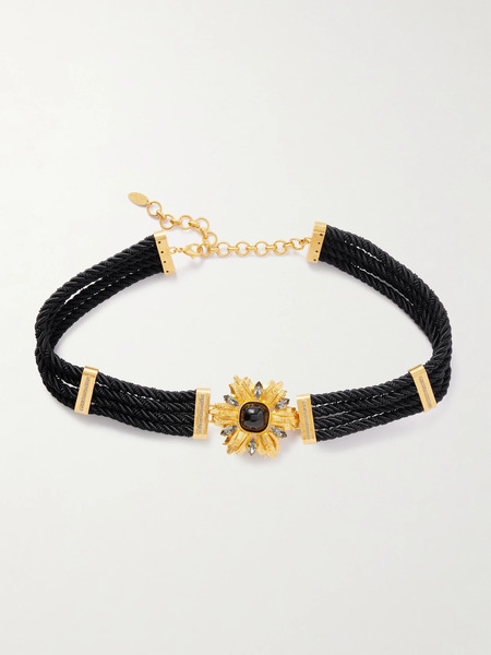  Sonia Petroff Sonia Petroff - Lily Embellished Rope Belt - Black 
