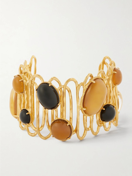  Sonia Petroff Sonia Petroff - Loop De Loop Gold-plated Glass And Resin Cuff - Black 