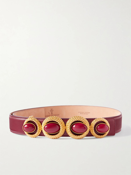  Sonia Petroff Sonia Petroff - Nest Embellished Leather Belt - Burgundy 