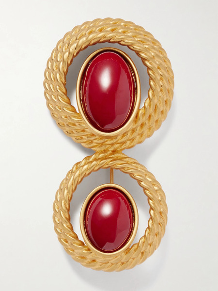  Sonia Petroff Sonia Petroff - Nest Gold-plated Enamel Brooch - Burgundy 