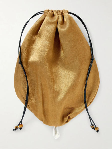  Sophie Buhai Sophie Buhai - Teardrop Embellished Satin Drawstring Pouch - Bronze 