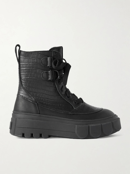  Sorel Sorel - Caribou Croc-effect And Smooth Leather Ankle Boots - Black 
