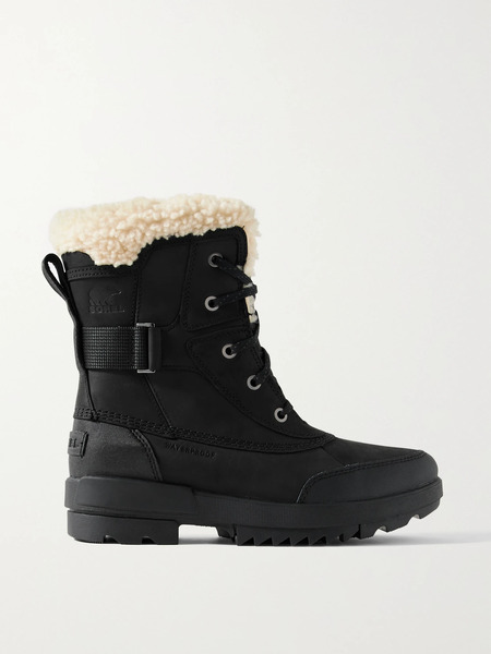  Sorel Sorel - Torino Ii Parc Shearling-trimmed Leather Ankle Boots - Black 