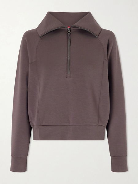  Spanx Spanx - Spanx® Airessentials Stretch-jersey Half-zip Sweatshirt - Brown 