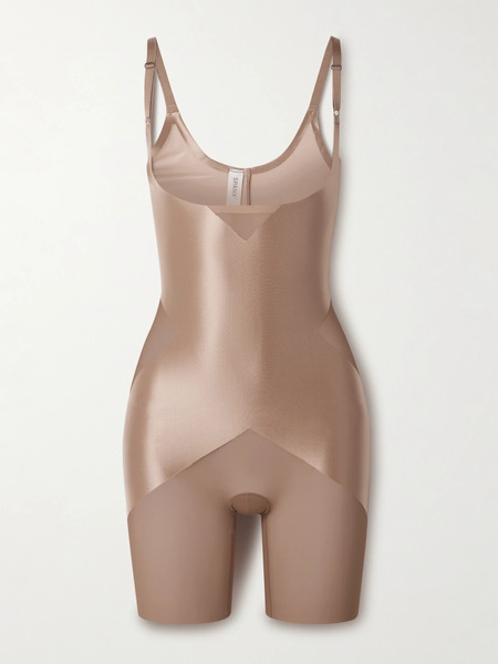  Spanx Spanx - Spanxshape™ Satin-x™ Open-bust Mid-thigh Bodysuit - Brown 