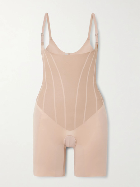  Spanx Spanx - Spanxsupersculpt™ Totalcontour Open-bust Mid-thigh Bodysuit - Beige 