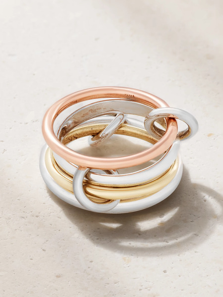  Spinelli Kilcollin Spinelli Kilcollin - Hyacinth Set Of Four 18-karat Yellow And Rose Gold And Sterling Silver Rings - 6 