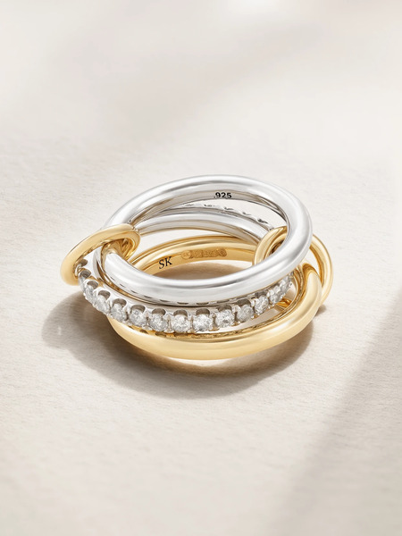  Spinelli Kilcollin Spinelli Kilcollin - Taurus Set Of Three 18-karat Gold And Sterling Silver Diamond Rings - 5 
