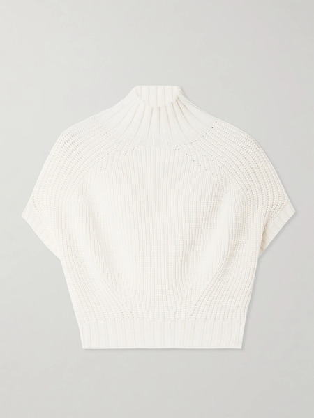  Sportmax Sportmax - Balloon Cropped Ribbed Cotton-blend Sweater - Ivory 