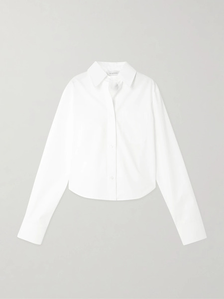  Sportmax Sportmax - Cropped Pleated Cotton-blend Shirt - White 