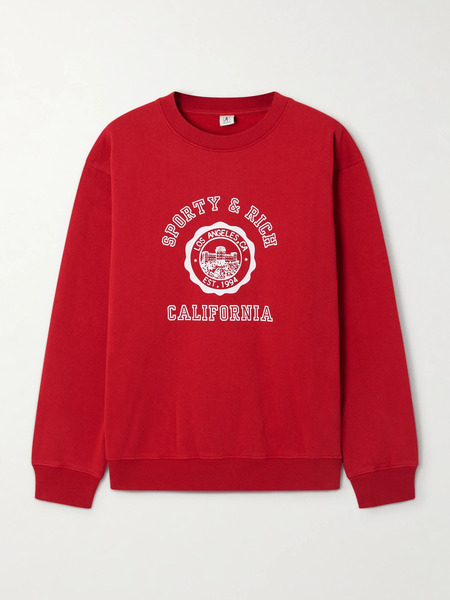 Sporty & Rich Sporty & Rich - California Printed Cotton-jersey Sweatshirt - Red 