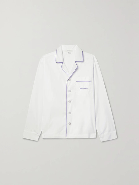  Sporty & Rich Sporty & Rich - Carter Piped Embroidered Cotton-poplin Shirt - White 