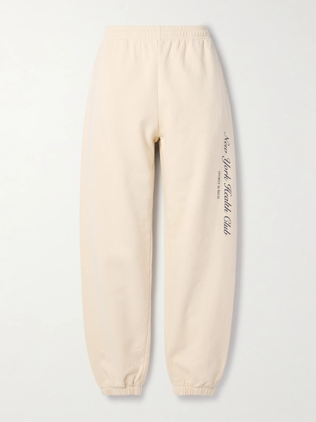  Sporty & Rich Sporty & Rich - Printed Cotton-jersey Track Pants - Cream 