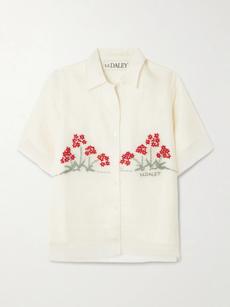  S.s. Daley S.s. Daley - Cecilia Layered Embroidered Silk And Linen Shirt - Ecru 