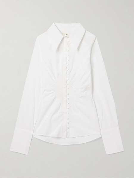  S.s. Daley S.s. Daley - Eeva Ruched Cotton-poplin Shirt - White 