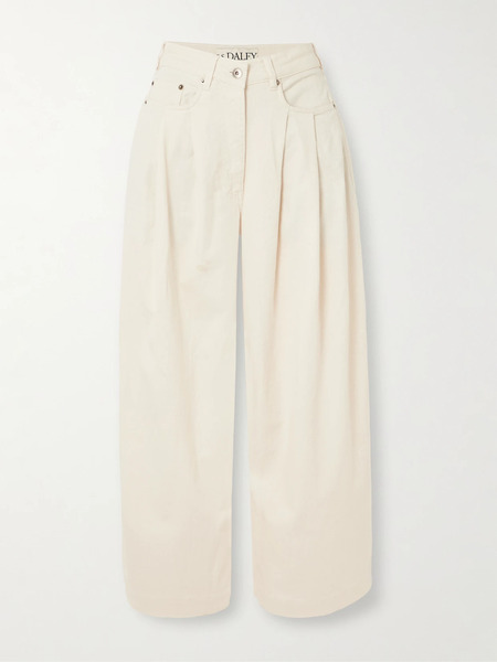  S.s. Daley S.s. Daley - Ivy Pleated Cropped Mid-rise Barrel-leg Jeans - Ecru 