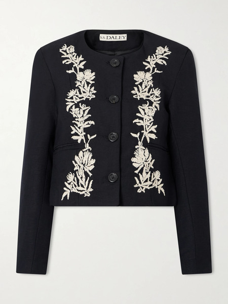  S.s. Daley S.s. Daley - Ophelia Cropped Embroidered Woven Jacket - Black 