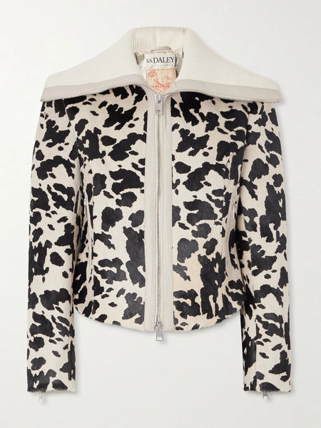  S.s. Daley S.s. Daley - Ribbed Cropped Wool-trimmed Animal-print Goat Hair Jacket - White 