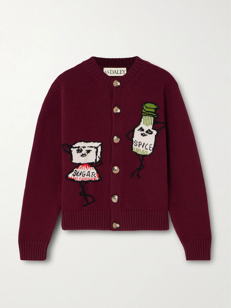  S.s. Daley S.s. Daley - Sugar & Spice Intarsia Wool Cardigan - Burgundy 