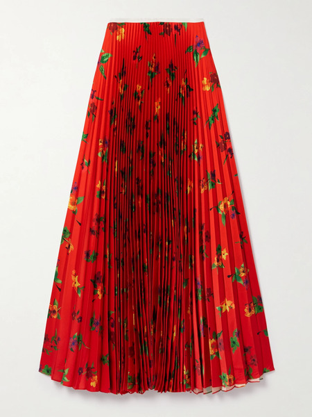  S.s. Daley S.s. Daley - Sunray Pleated Floral-print Satin Maxi Skirt - Red 