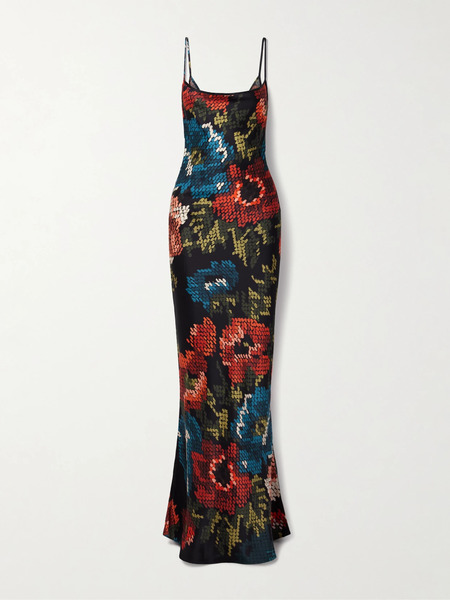  S.s. Daley S.s. Daley - Willow Floral-print Silk-satin Maxi Dress - Black 