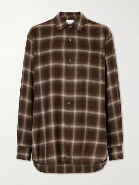  Ssstein Ssstein - Checked Lyocell-blend Gauze Shirt - Brown 