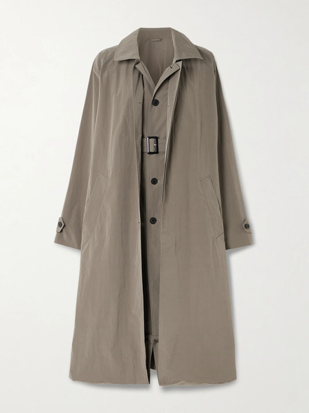  Ssstein Ssstein - Layered Crinkled-shell Trench Coat - Taupe 