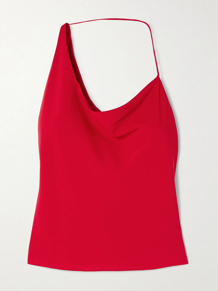  St. Agni St. Agni - Asymmetric Draped Satin Top - Red 