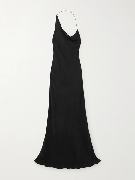  St. Agni St. Agni - Asymmetric Draped Twill Maxi Dress - Black 