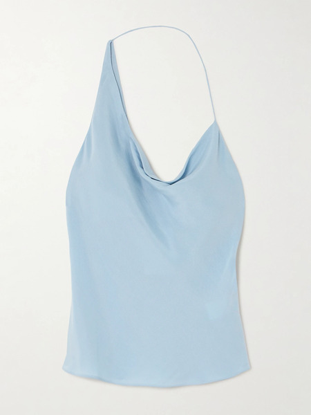  St. Agni St. Agni - Asymmetric Lenzing™ Lyocell And Ecovero™-blend Twill Halterneck Top - Blue 