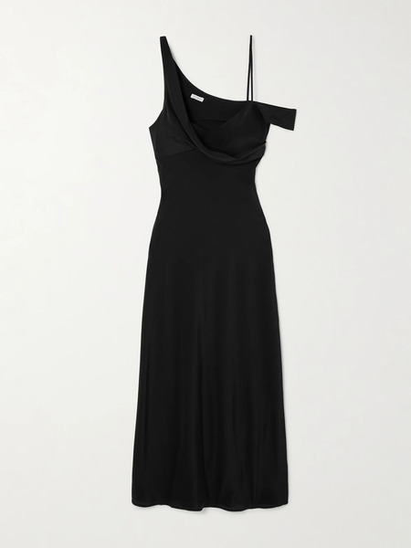  St. Agni St. Agni - Draped Silk Midi Dress - Black 