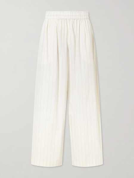  St. Agni St. Agni - Everyday Striped Cotton-blend Poplin Wide-leg Pants - Ecru 