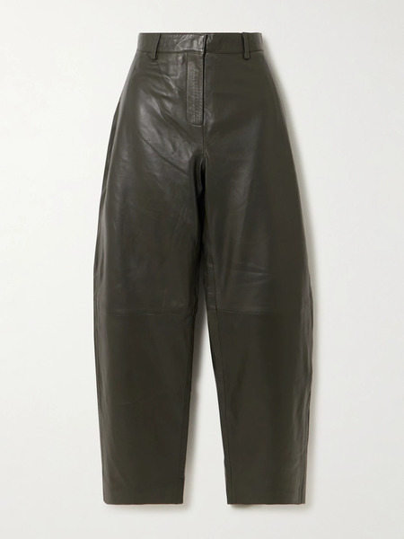  St. Agni St. Agni - Leather Tapered Pants - Army Green 