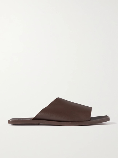  St. Agni St. Agni - + Net Sustain Asymmetric Leather Slides - Brown 