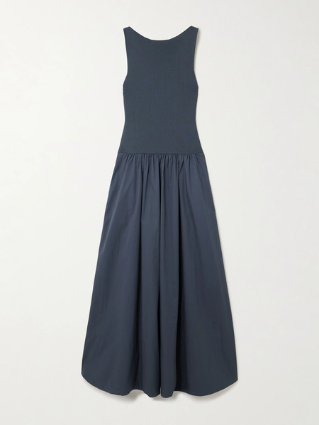  St. Agni St. Agni - Open-back Jersey And Cotton-poplin Maxi Dress - Blue 